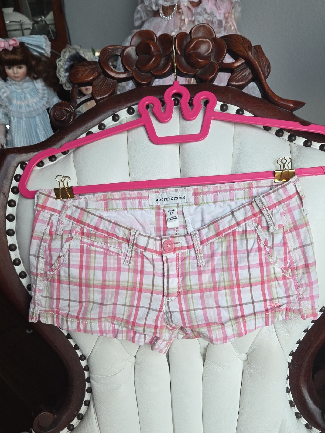 Vintage Y2k Abercrombie & Fitch Pink Plaid Cotton Women’s Jean Shorts